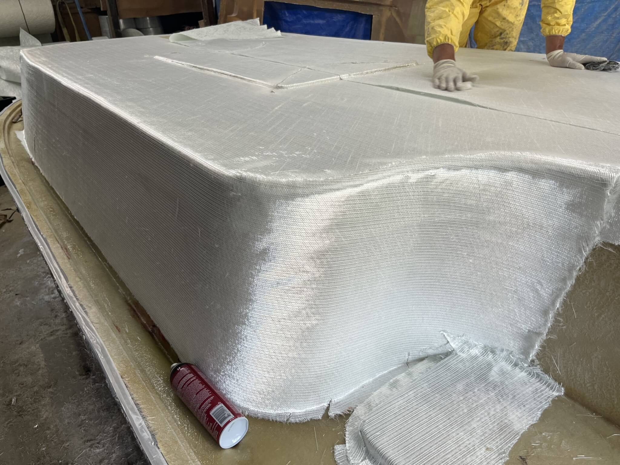 fiberglass layers on a boat